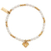 ChloBo Heart of Love Pearl Bracelet, Gold