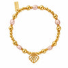 ChloBo Loving Heart Pink Pearl Bracelet, Gold
