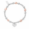ChloBo Loving Heart Pink Pearl Bracelet, Silver