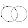 ChloBo Magical Beauty Malachite & Pearl Set of 2 Bracelet, Silver