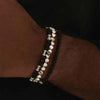 ChloBo Men’s Black Lava Bracelet, Silver