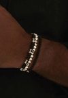 ChloBo Men’s Black Lava Bracelet, Silver