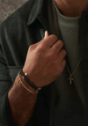 ChloBo Men’s Black Lava Principal Bracelet, Gold