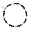 ChloBo Men's Black Lava Saucer Bracelet, Silver