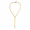 ChloBo Mini Link Pearl Lariat Necklace, Gold