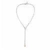 ChloBo Mini Link Pearl Lariat Necklace, Silver