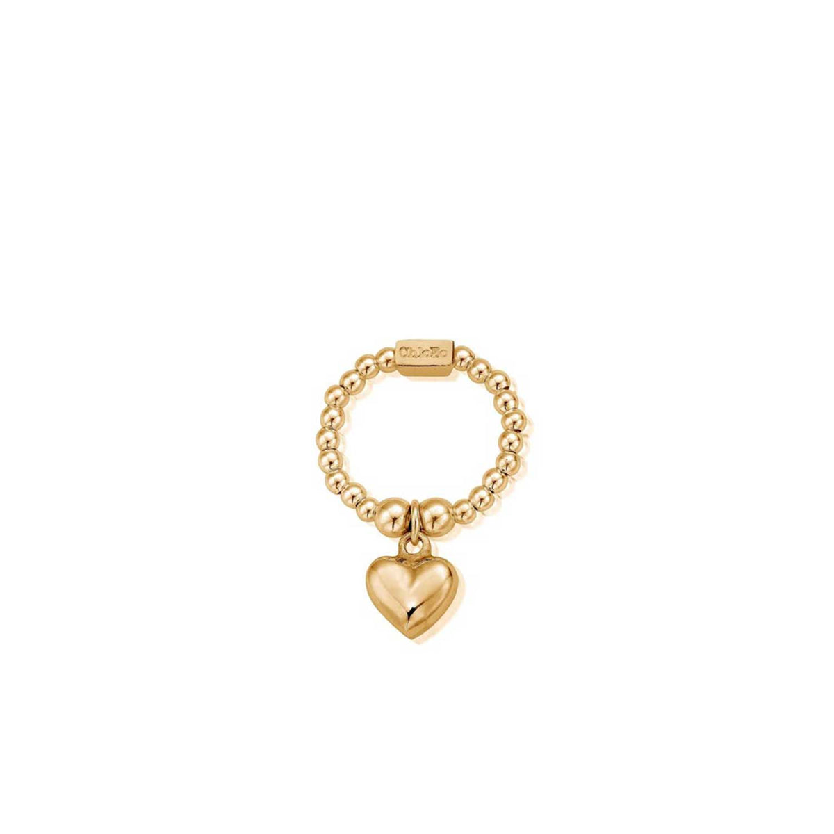 ChloBo Mini Puffed Heart Stretch Ring, Gold