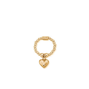 ChloBo Mini Puffed Heart Stretch Ring, Gold