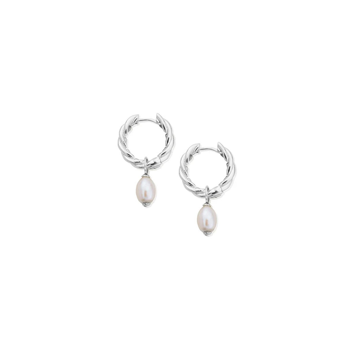 ChloBo Ocean Pearl Hoop Earrings, Silver