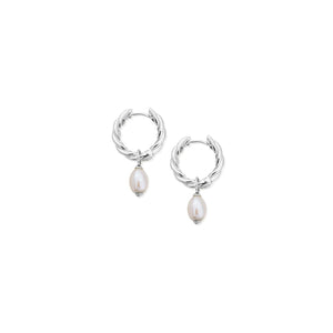 ChloBo Ocean Pearl Hoop Earrings, Silver