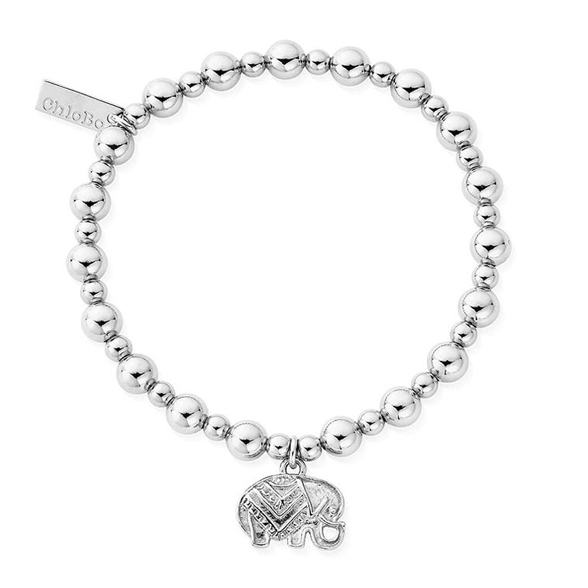 ChloBo Small Ball Elephant Bracelet, Silver McElhinneys