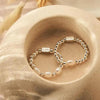 ChloBo Triple Sparkle Pearl Stretch Ring, Silver