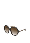 Chloé CH0008S Ladies Esther Octagonal Sunglasses, Havana