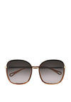 Chloé CH0031S Ladies Oversize Round Sunglasses, Brown & Black