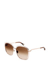 Chloé CH0077SK Ladies Retro Vintage Oversized Square Sunglasses, Gold & Brown