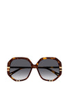Chloé CH0105S Ladies Retro Oversized Geometric Sunglasses, Tortoise Shell Brown