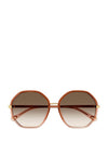 Chloé CH0133SA Ladies Soft Hexagonal Sunglasses, Brown