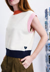 FRNCH Colour Block Knit Vest, Cream