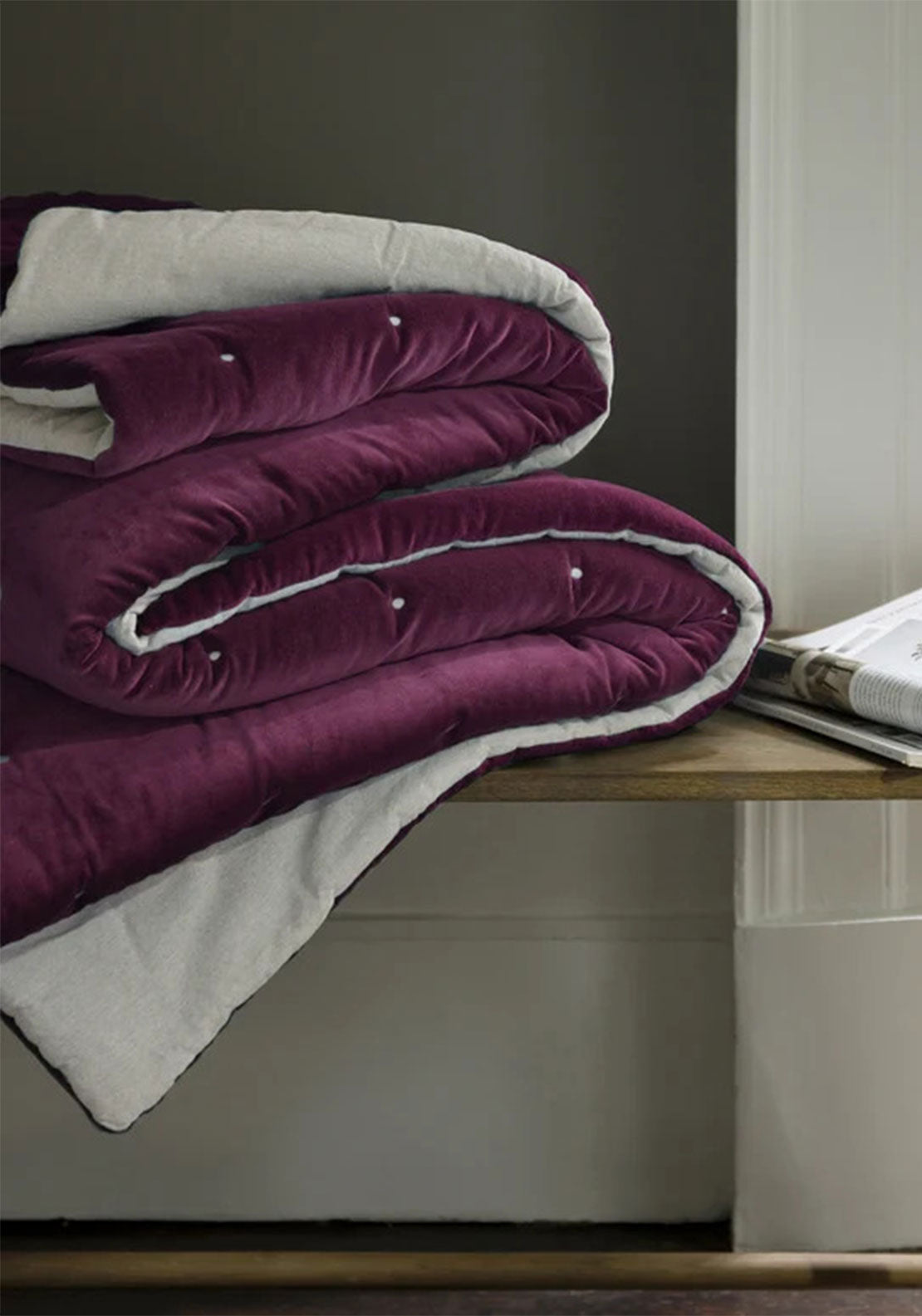 Christy Jaipur Velvet 140x200cm Throw, Fig