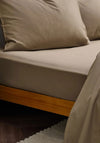 Christy Cotton Sateen 400TC Deep Fitted Sheet, Taupe