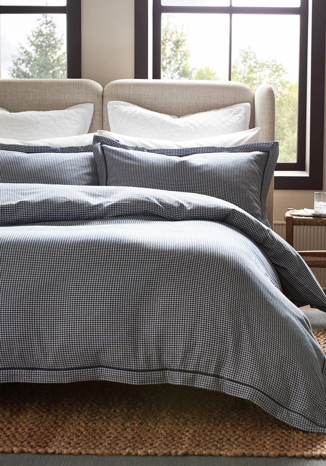 Christy Gingam Ruffle Duvet Cover Set, Blue