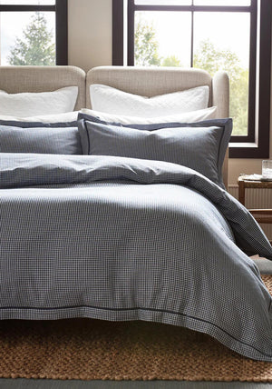 Christy Gingam Ruffle Duvet Cover Set, Blue