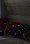 Catherine Lansfield Santas Christmas Wonderland, Glow in The Dark Duvet Cover Set, Navy