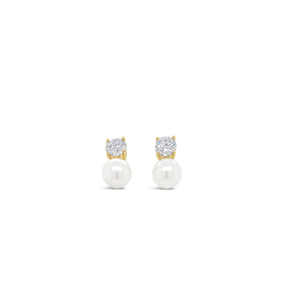 Absolute Pearl & CZ Clip-On Earrings, Gold