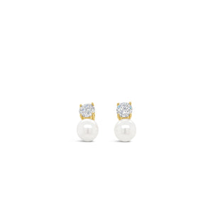 Absolute Pearl & CZ Clip-On Earrings, Gold