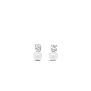 Absolute Pearl & CZ Clip-On Earrings, Silver