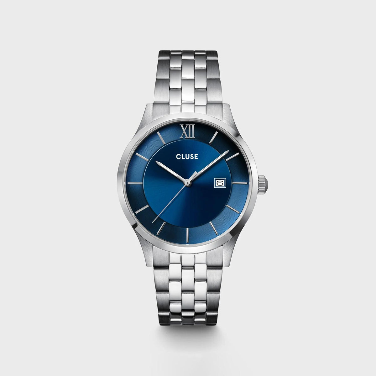 Cluse Men’s Aravis 3 Hand Watch, Silver & Blue