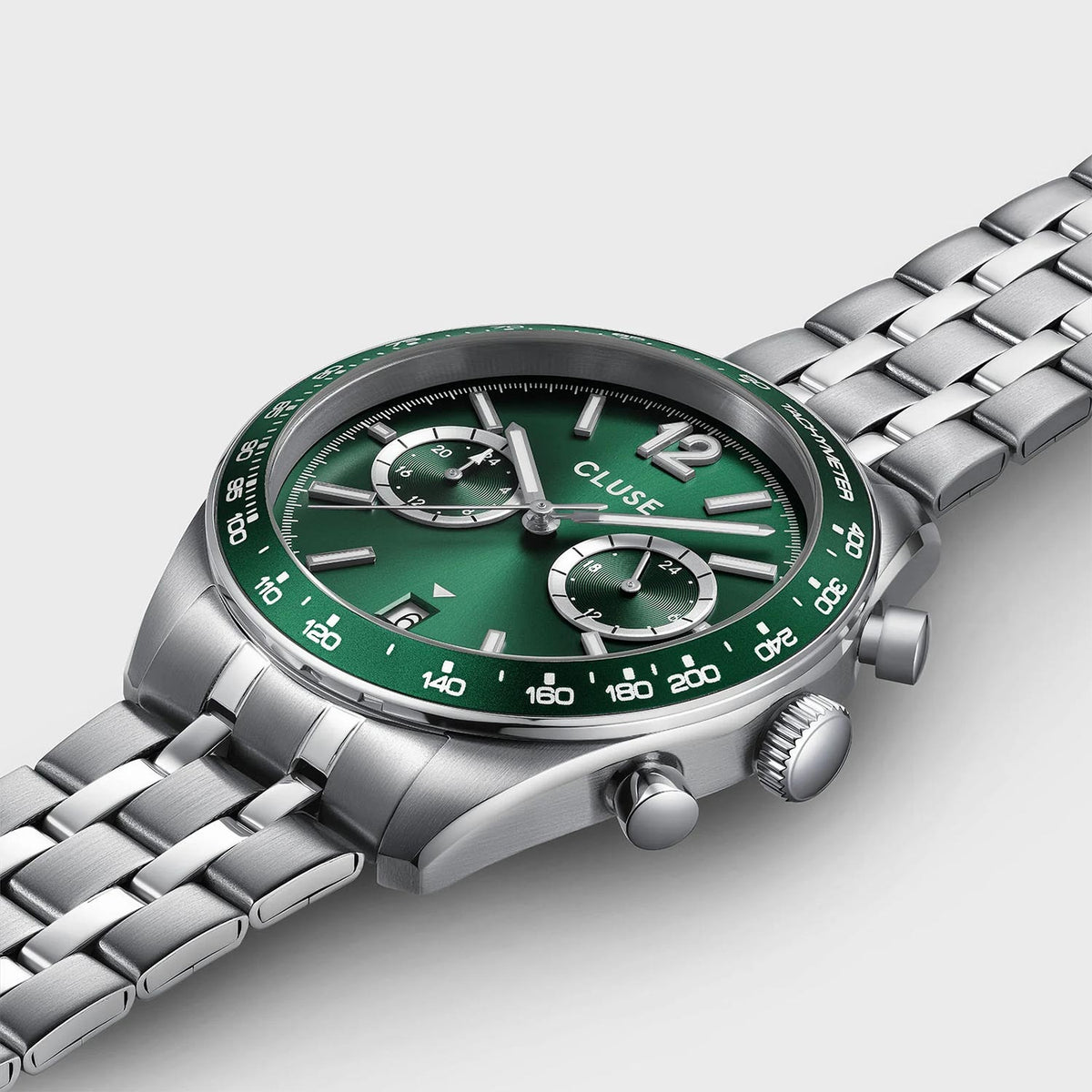 Cluse Aravis Watch, Silver & Green