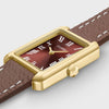 Cluse Belisenna Leather Double Strap Watch, Gold & Brown