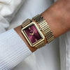 Cluse Fluette Double Strap Watch, Gold & Burgundy