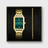 Cluse Fluette Watch & Chain Bracelet Gift Set, Gold & Green