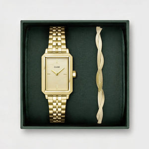 Cluse Fluette Watch & Bracelet Set, Gold