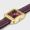 Cluse Gracieuse Mini Leather Double Strap Watch, Gold & Burgundy