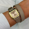 Cluse Gracieuse Petite Double Leather Strap Watch, Gold