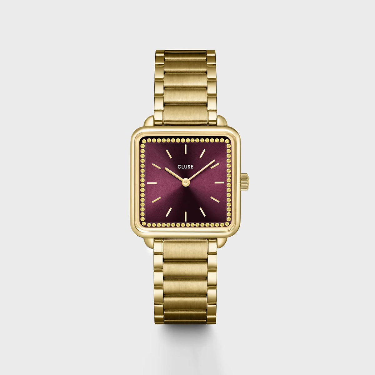 Cluse La Tetragone Watch, Gold & Burgundy