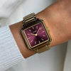 Cluse La Tetragone Watch, Gold & Burgundy