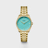 Cluse Ladies Féroce Petite Leaf Texture Watch, Pool Blue & Gold
