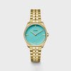 Cluse Ladies Féroce Petite Leaf Texture Watch, Pool Blue & Gold