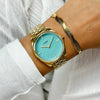 Cluse Ladies Féroce Petite Leaf Texture Watch, Pool Blue & Gold