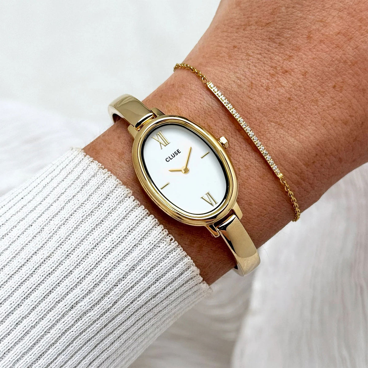 Cluse L'Ovale Watch & Bracelet Set, Gold