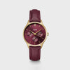 Cluse Minuit Multifunction Leather Strap Watch, Gold & Dark Cherry