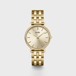Cluse Pavane Petite 2 Watch & Black Leather Strap Gift Set, Gold