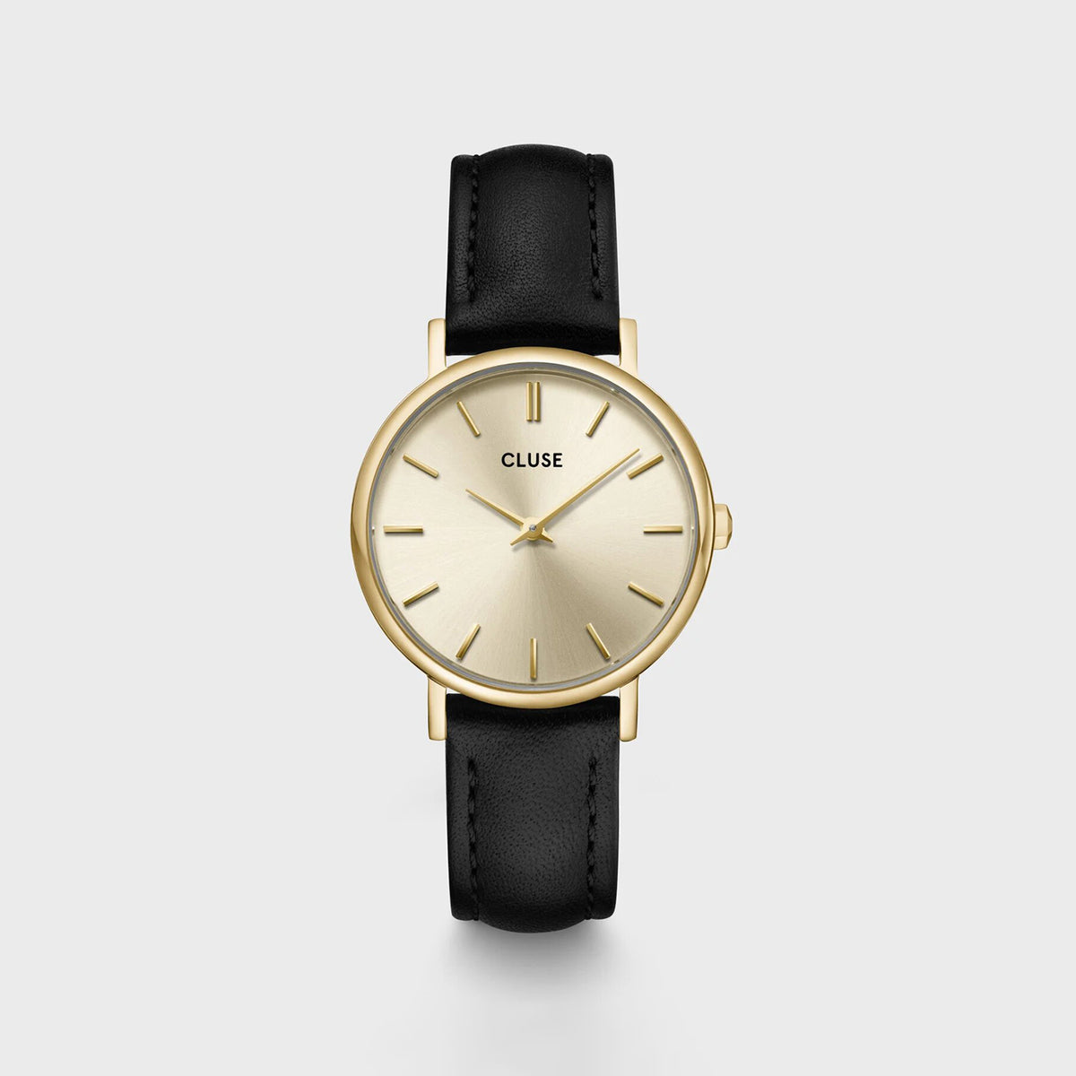 Cluse Pavane Petite 2 Watch & Black Leather Strap Gift Set, Gold