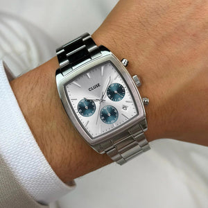 Cluse Men’s Quartaut Chronograph Watch, Silver & Blue