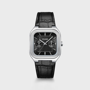 Cluse Men’s Quadrus Multifunction Watch, Silver & Black