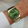 Cluse Retro 70’s Watch, Gold & Green